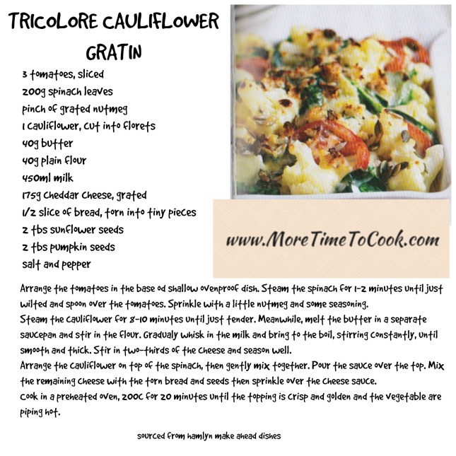 Tricolore cauliflower gratin